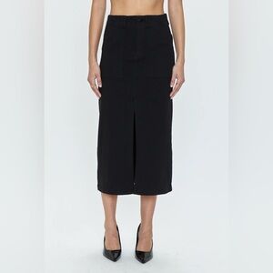 NWT- PISTOLA Revolve Pamela Utility Black Denim Midi Skirt
